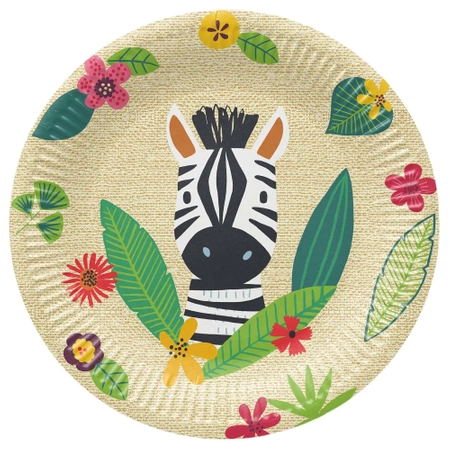 Runder Pappteller „Jungle Friends“, Durchmesser 23 cm, 8 Stück