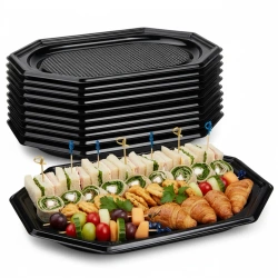 Schwarzes Catering-Tablett aus rPET, 54 x 36 cm, 10 Stück
