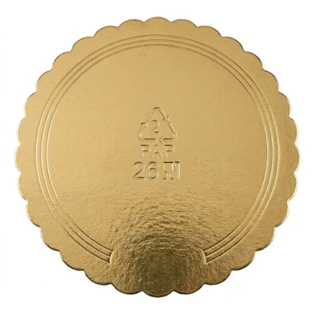 Tortenunterlage, dick, beidseitig gold‑schwarz, 26 cm, 1 Stück