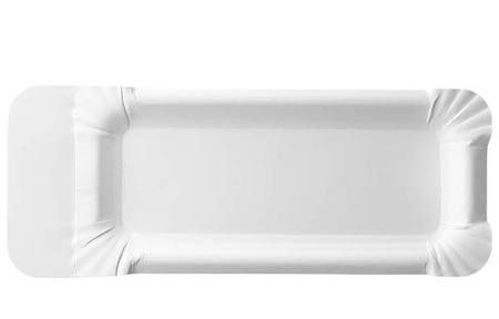Weißes Papiertablett mit abreißbarem Wursthalter, 18+3 x 8 cm, 250 Stück