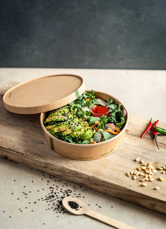 Papierdeckel für Vegware-Kraftschalen, Durchmesser 185 mm, 50 Stück
