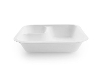 Behälter aus Zuckerrohr + Dip 550 ml, 19,5 x 18 x 4 cm, Serie „4“, 50 Stück