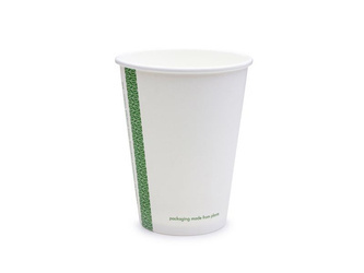 Weißer Vegware-Pappbecher, 350 ml, Durchmesser 90 mm, 50 Stück