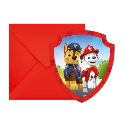 Einladungskarten mit Umschlag „Paw Patrol“, 6 Stück