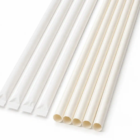 Weiße Papierstrohhalme, 8/197 mm, einzeln verpackt, 800 Stück