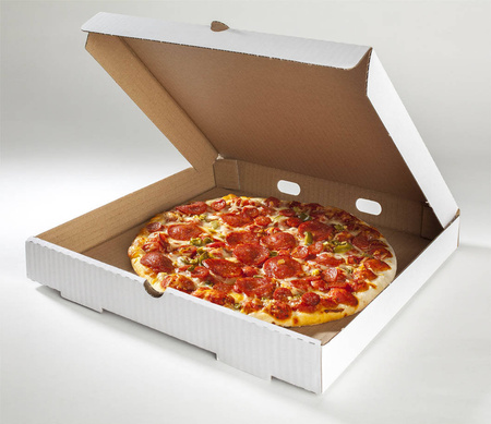 Weiße Pizzaschachtel, 32 x 32 x 4 cm, 100 Stück