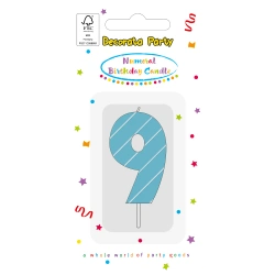 Geburtstagskerze „9“ in Blau, 1 Stück