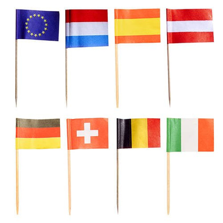 Party-Zahnstocher, „Nations“-Fähnchen, Länge 8 cm, 50 Stück