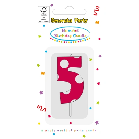 Geburtstagskerze „5“ in Rosa, 1 Stück