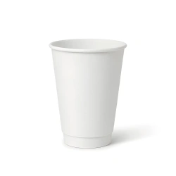 Weißer, doppelwandiger Papierbecher, glänzend, 350 ml, Durchmesser 90 mm, 25 Stück