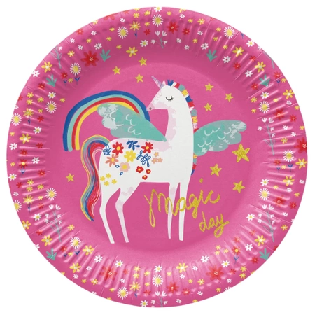 Runder Pappteller „Unicorn“, Durchmesser 23 cm, 8 Stück