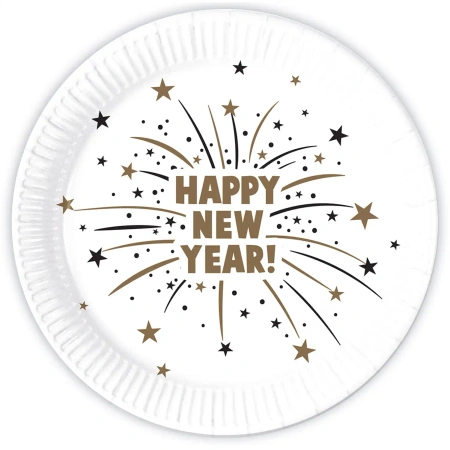 Pappteller „Happy New Year“, 23 cm, 8 Stück