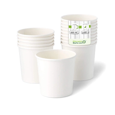 Weißer Pappbecher für Eis, 360 ml, Durchmesser 92 mm, 50 Stück